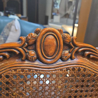 Victorian Style Striped Fabric Rattan Back Accent Chair U ACCENT CHAIRS