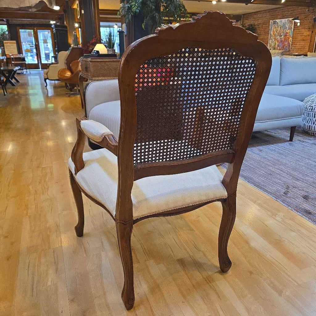 Victorian Style Striped Fabric Rattan Back Accent Chair U ACCENT CHAIRS