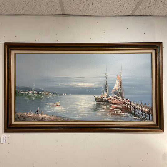 B. Wilder Wide Sailboat Seascape Painting ART