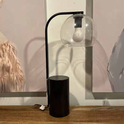 Crate & Barrel Clear Globe Lamp with Offset Round Black Base LAMPS