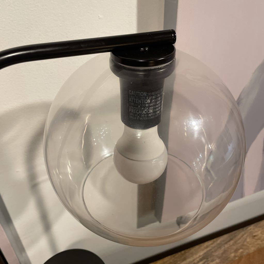Crate & Barrel Clear Globe Lamp with Offset Round Black Base LAMPS
