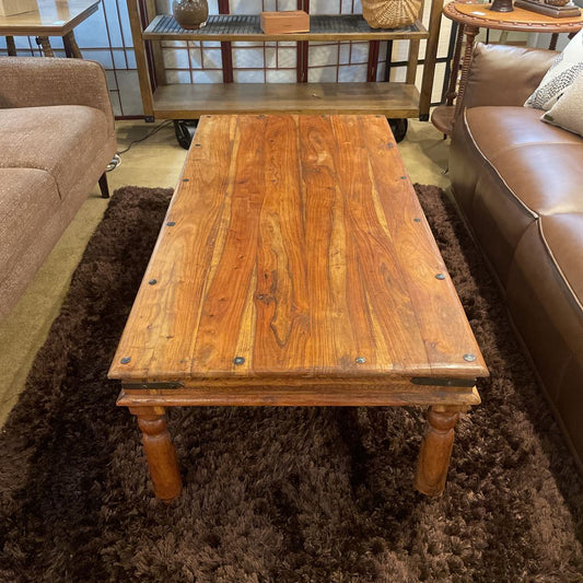 Indian Salvaged Wood Carved Detail Coffee Table C COFFEE TABLES