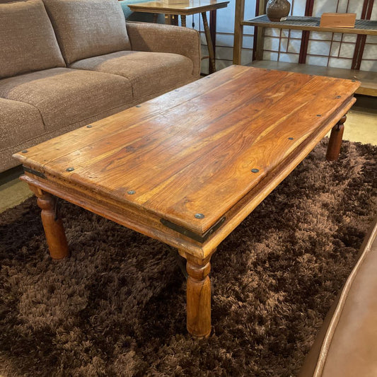 Indian Salvaged Wood Carved Detail Coffee Table C COFFEE TABLES