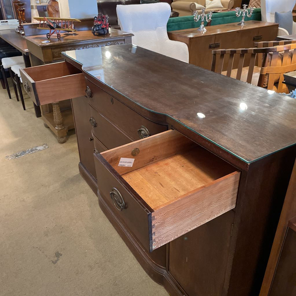 French Fine Furniture Traditional Buffet with Glass Top(61x20x38) C CONSOLE TABLES