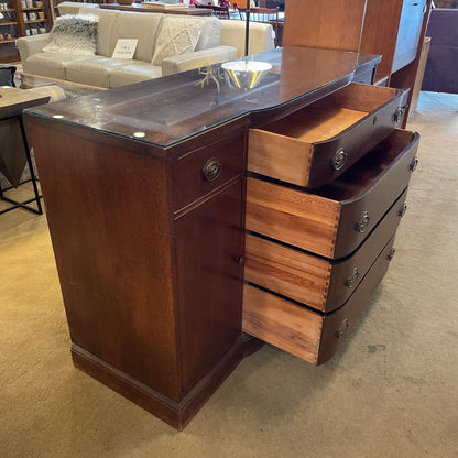French Fine Furniture Traditional Buffet with Glass Top(61x20x38) C CONSOLE TABLES