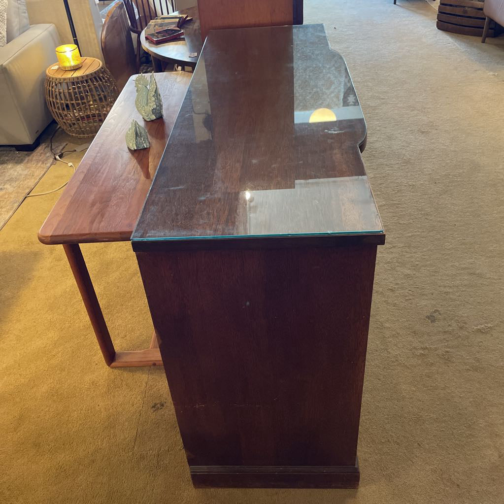 French Fine Furniture Traditional Buffet with Glass Top(61x20x38) C CONSOLE TABLES