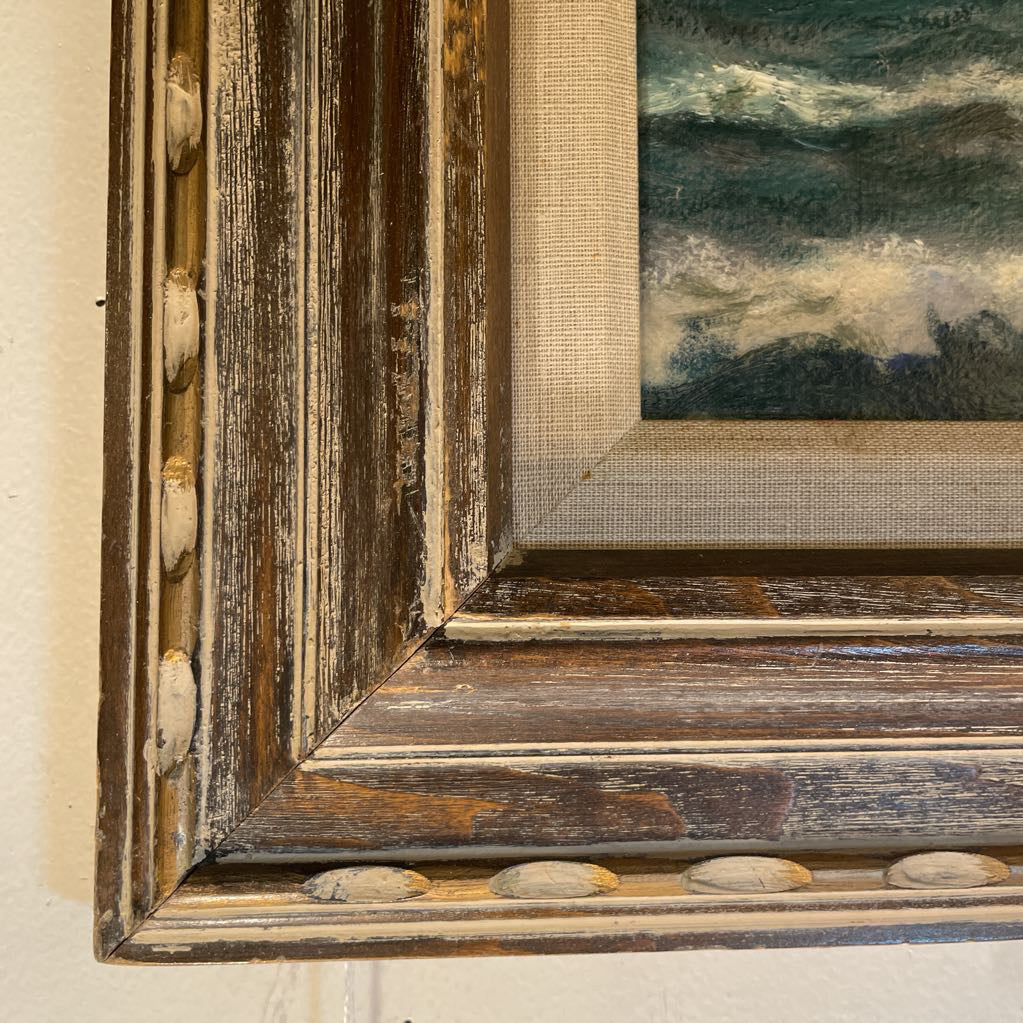 Sailing Ship Painting in Rustic Frame