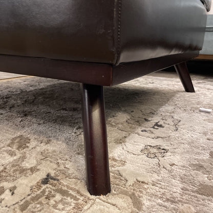 Large Square Dark Leather Storage Ottoman U OTTOMANS