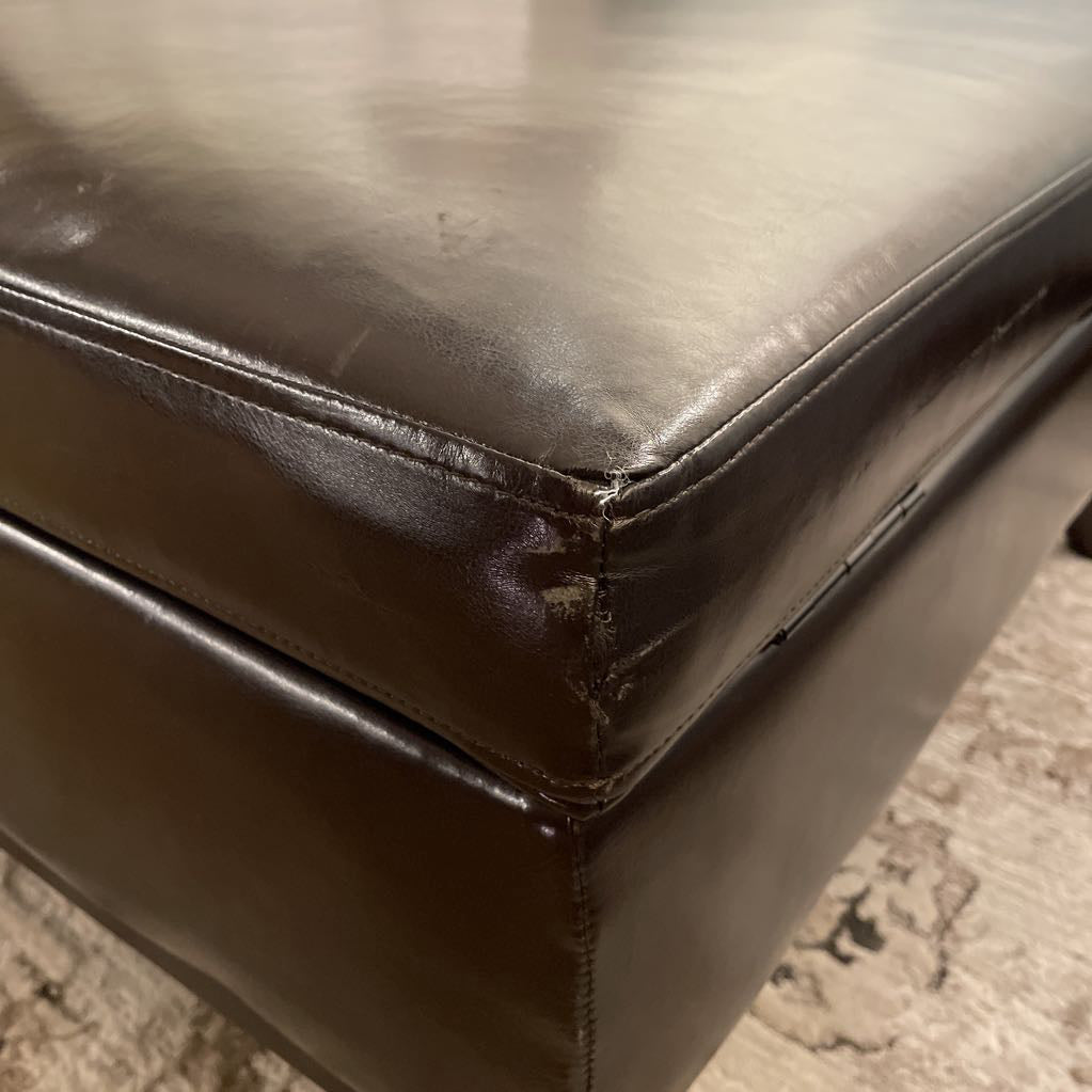 Large Square Dark Leather Storage Ottoman U OTTOMANS
