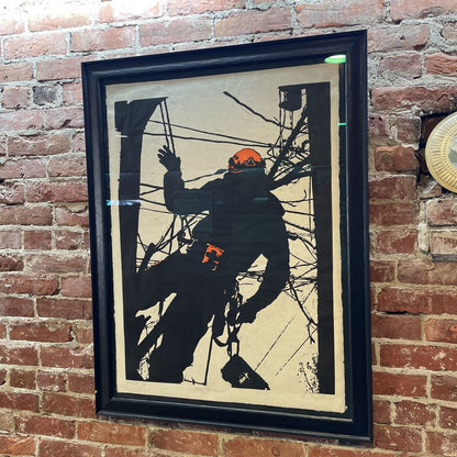 Lineman at Work on Power Pole Art ART