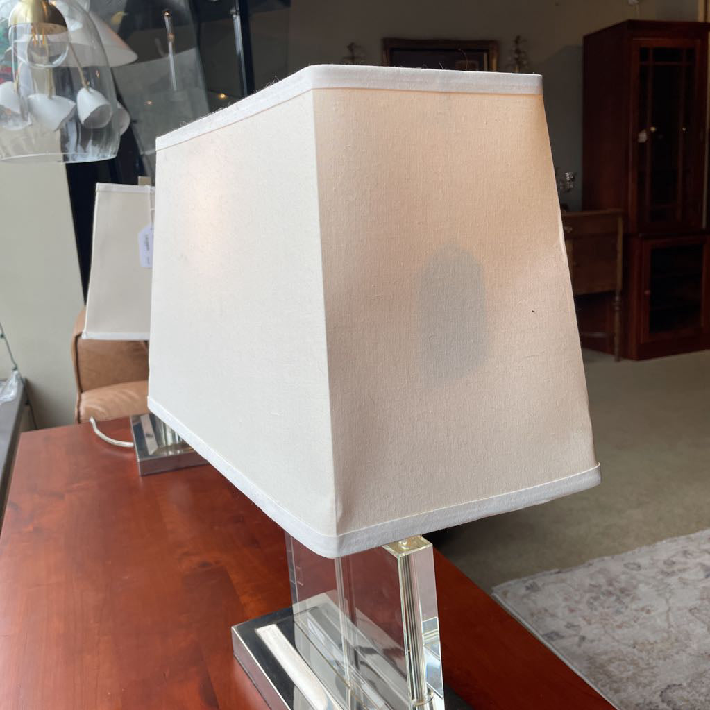 Rectangular Glass Base Table Lamp