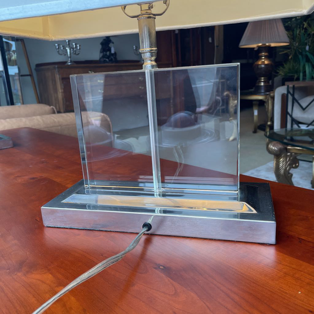 Rectangular Glass Base Table Lamp