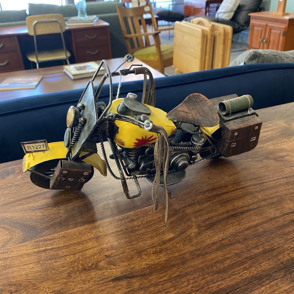 Yellow Metal Motorcycle Decor