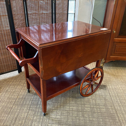 Vintage Hardwood Dropleaf Tea Cart C BAR CARTS