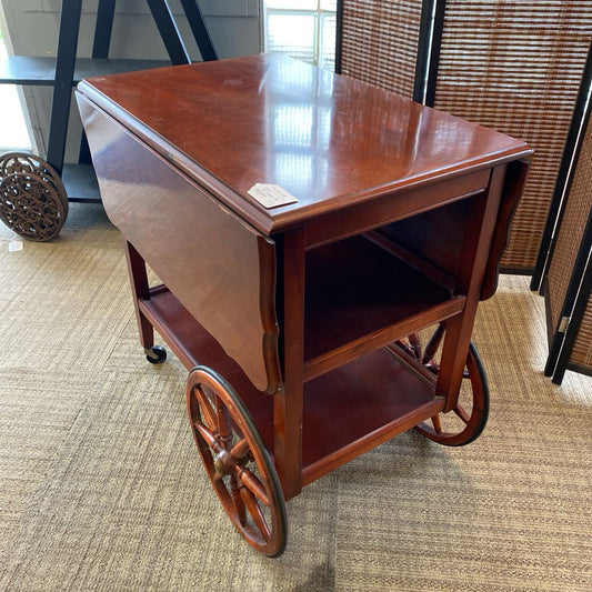 Vintage Hardwood Dropleaf Tea Cart C BAR CARTS