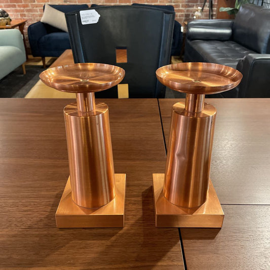 Copper Deco-Inspired Candlestick SET OF 2--AS IS UNIQUE FINDS