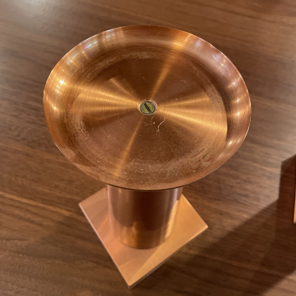 Copper Deco-Inspired Candlestick SET OF 2--AS IS UNIQUE FINDS