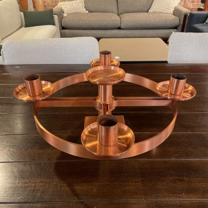 Round Copper Wheel Table Top 5 Candle Display UNIQUE FINDS