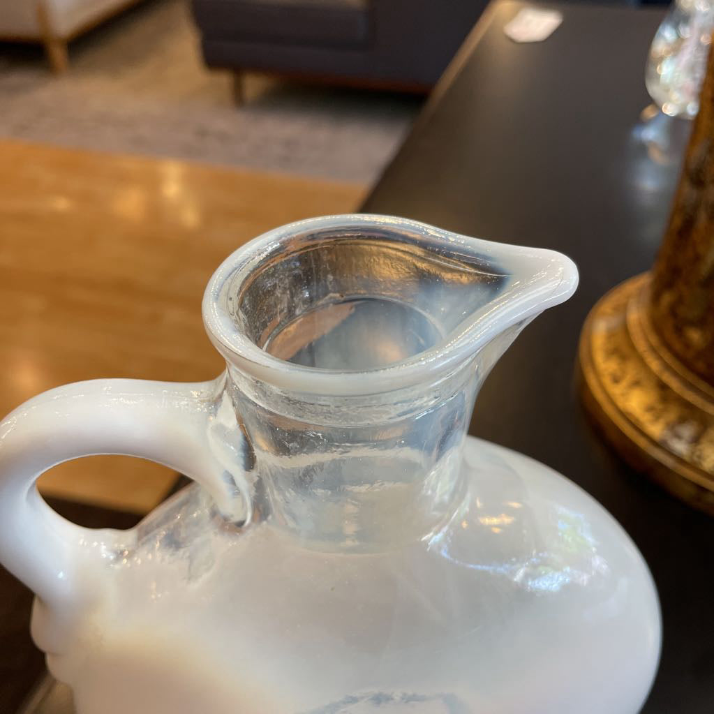 White with Blue Underlay Opalescent Glass UNIQUE FINDS