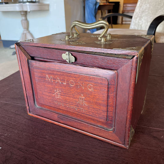 Antique Wang Cheng Tai Mah Jong Set in Wood and Brass Box UNIQUE FINDS