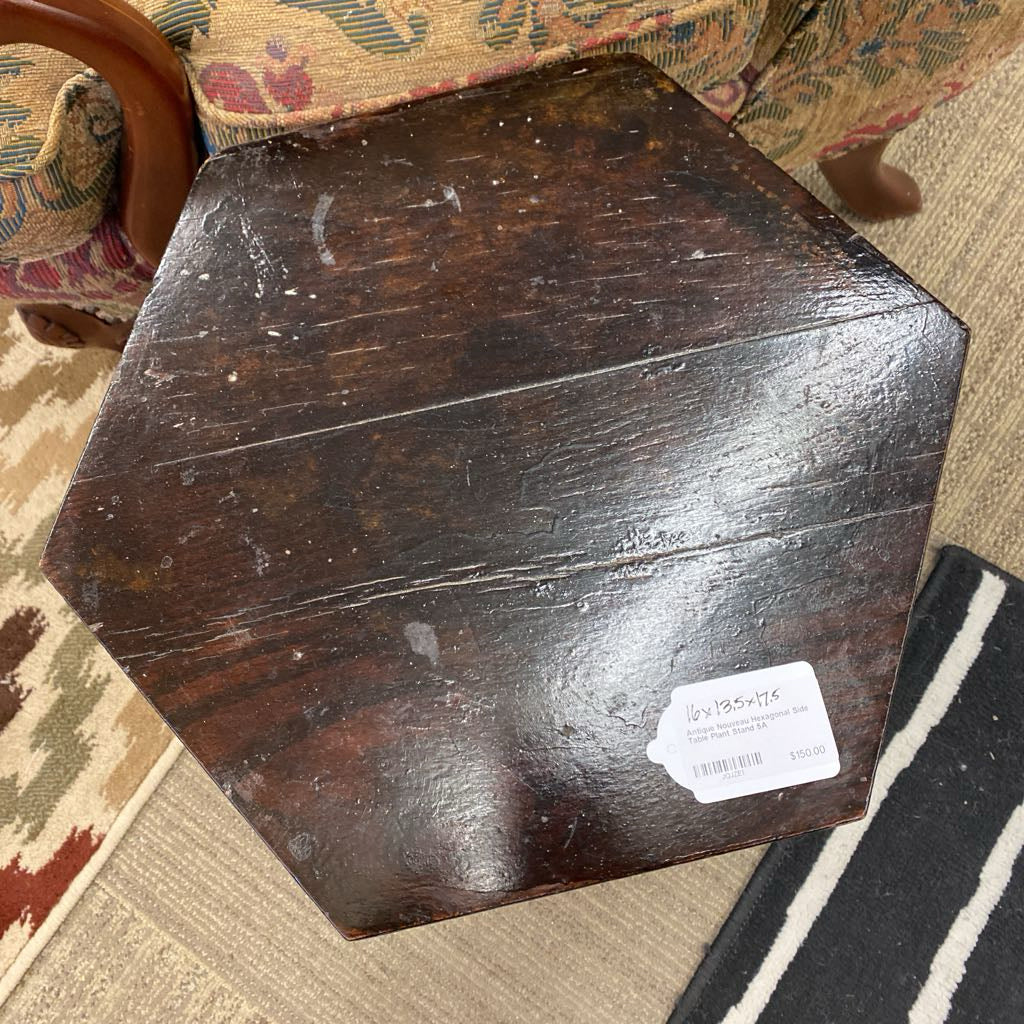Antique Nouveau Hexagonal Side Table Plant Stand UNIQUE FINDS