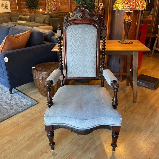 Baby Blue & Dark Wood Spanish Carved Wood Accent Chair U ACCENT CHAIRS