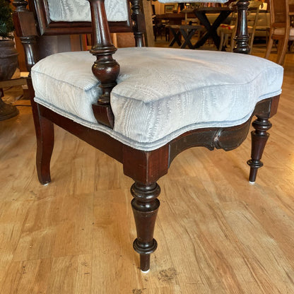 Baby Blue & Dark Wood Spanish Carved Wood Accent Chair U ACCENT CHAIRS