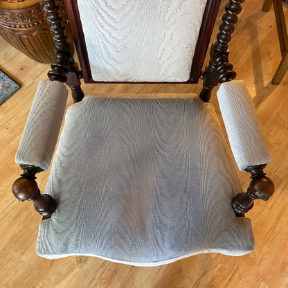 Baby Blue & Dark Wood Spanish Carved Wood Accent Chair U ACCENT CHAIRS