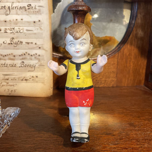 Vtg German Doll--Creepy Boy in Red Shorts UNIQUE FINDS