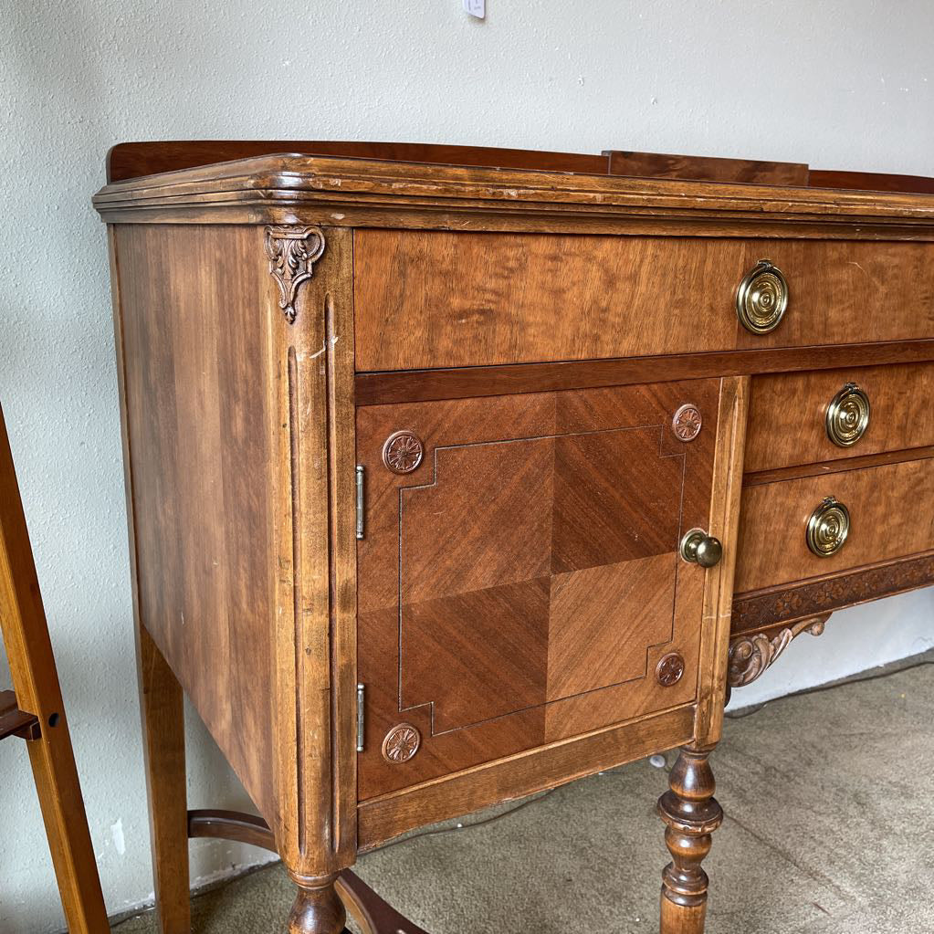 Mahogany Vintage Sideboard w/ Turned Legs
