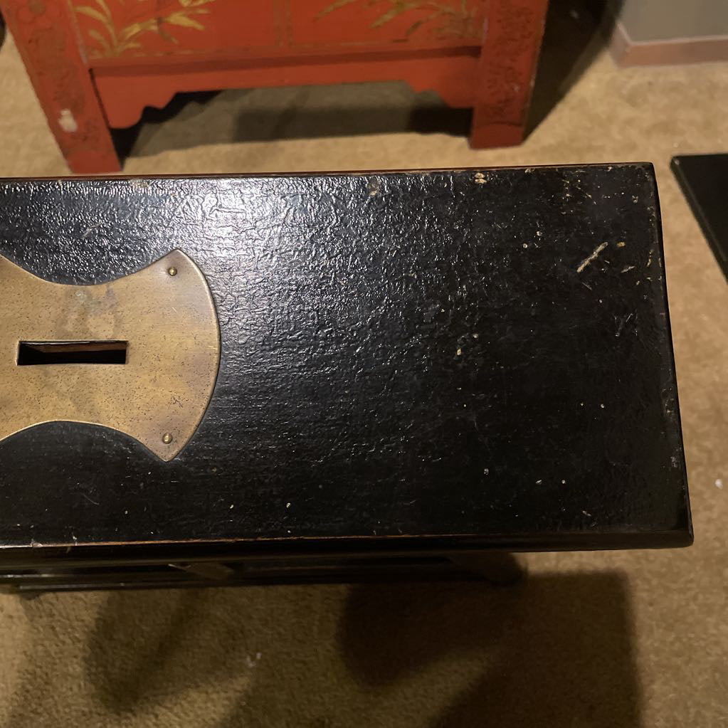 Antique Black and Gold Chinese Barber Stool UNIQUE FINDS
