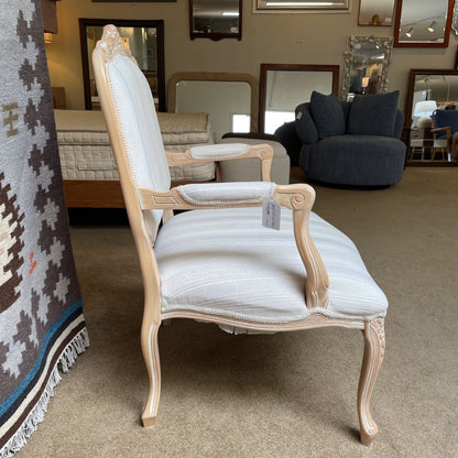 Light Wood French Style Striped Upholstry Accent Chair w/ Cabriole Feet U ACCENT CHAIRS