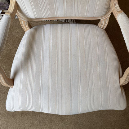 Light Wood French Style Striped Upholstry Accent Chair w/ Cabriole Feet U ACCENT CHAIRS