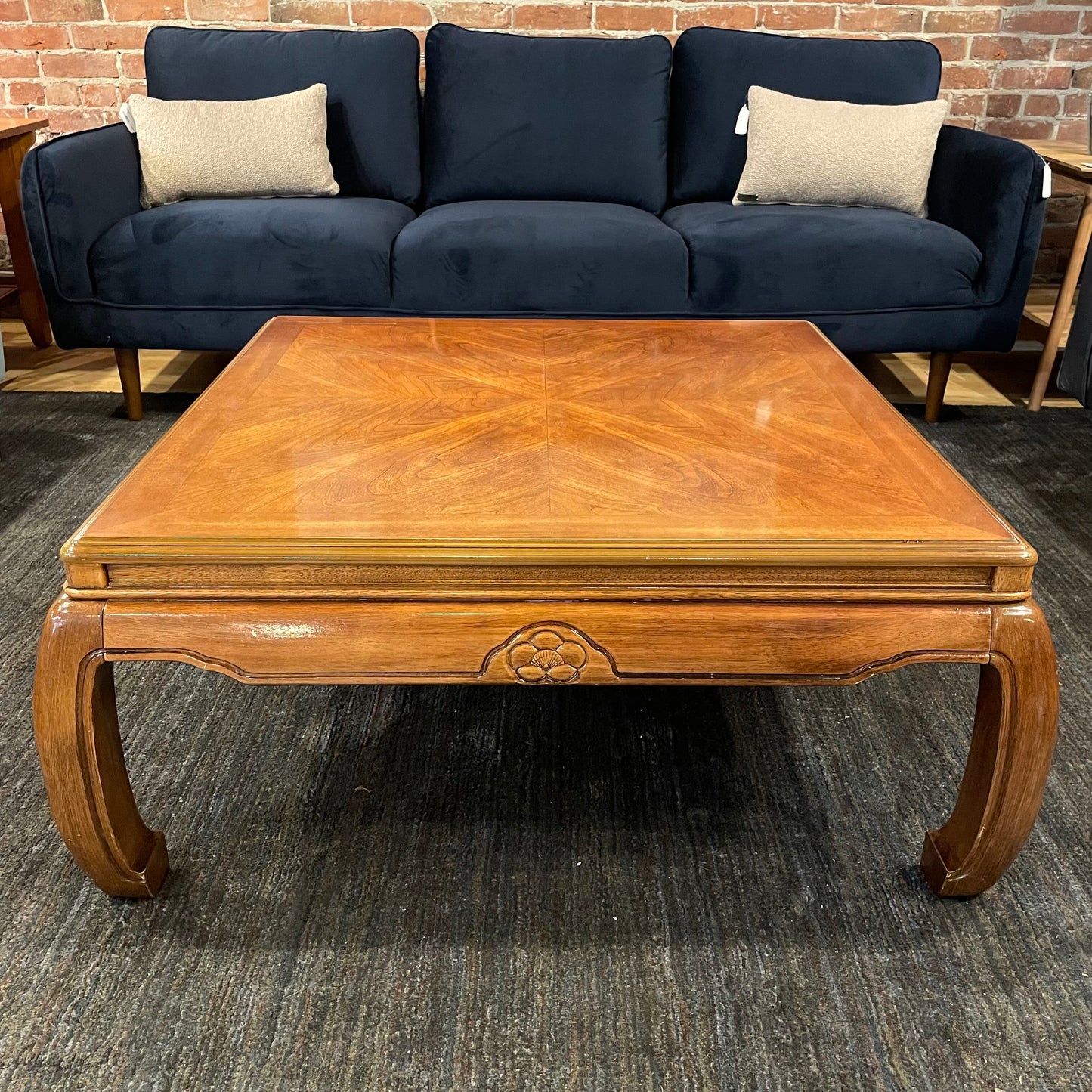 Bookmatched Square Wooden Coffee Table w/ Inturned Legs C COFFEE TABLES