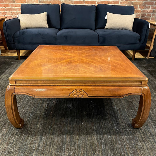 Bookmatched Square Wooden Coffee Table w/ Inturned Legs C COFFEE TABLES