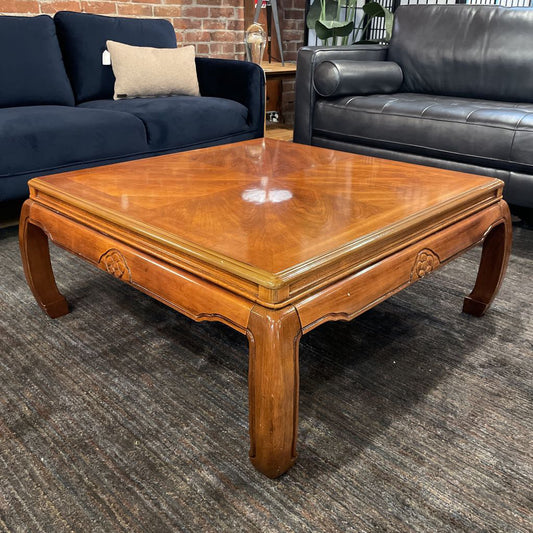 Bookmatched Square Wooden Coffee Table w/ Inturned Legs C COFFEE TABLES