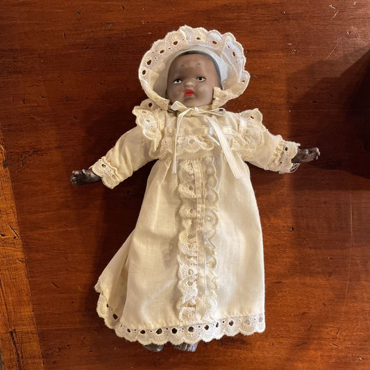 Vtg Doll in Gown & Bonnet UNIQUE FINDS