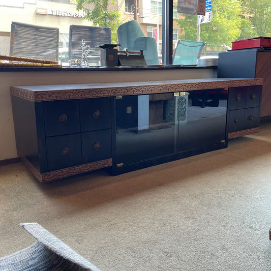 Black & Bronze Glass Front Media Console C MEDIA STANDS