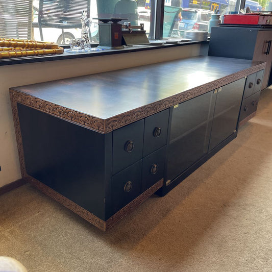 Black & Bronze Glass Front Media Console C MEDIA STANDS