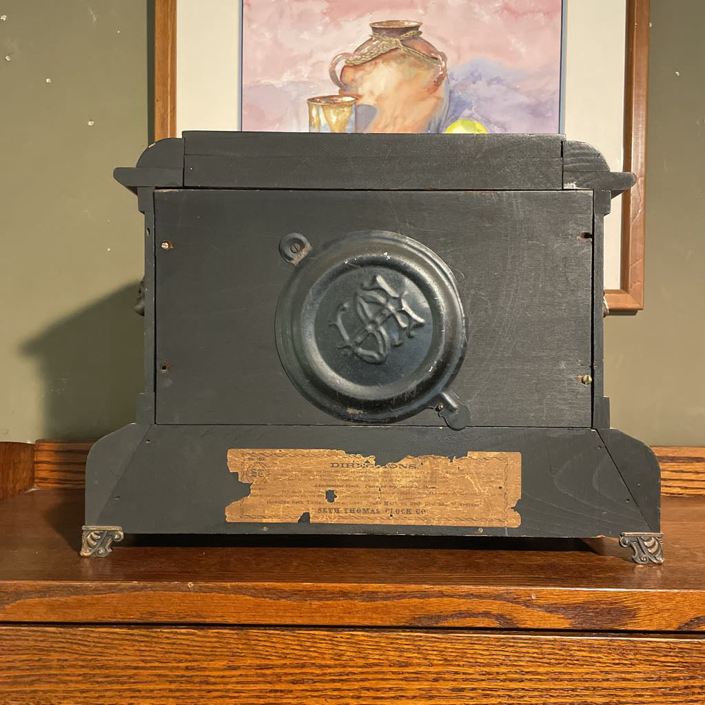 Burled Wood and Brass Mantel Clock--Works UNIQUE FINDS