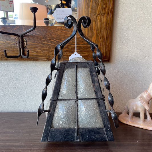 Wrought Iron with Textured Glass Carriage House Light UNIQUE FINDS