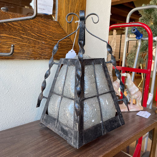 Wrought Iron with Textured Glass Carriage House Light UNIQUE FINDS