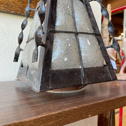 Wrought Iron with Textured Glass Carriage House Light UNIQUE FINDS