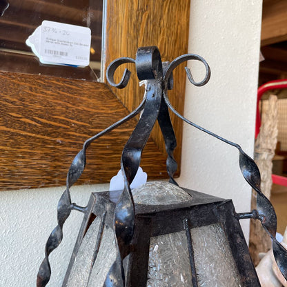 Wrought Iron with Textured Glass Carriage House Light UNIQUE FINDS