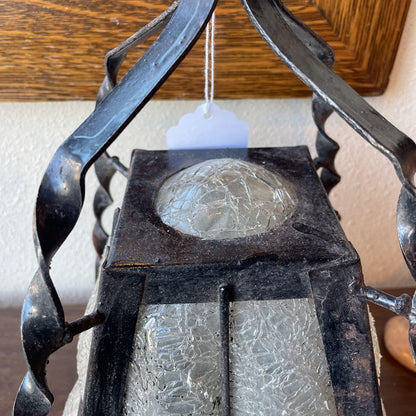 Wrought Iron with Textured Glass Carriage House Light UNIQUE FINDS