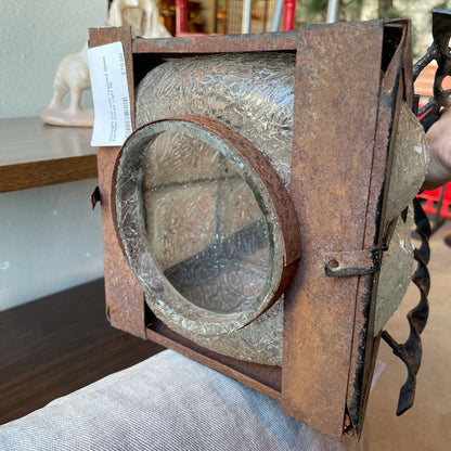 Wrought Iron with Textured Glass Carriage House Light UNIQUE FINDS