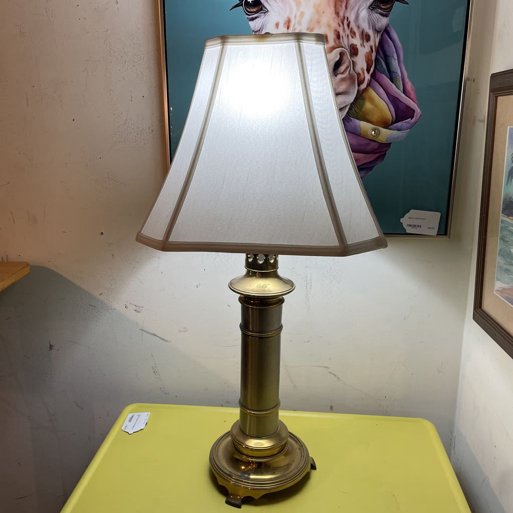 Round Brass Column Table Lamp