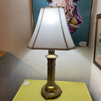 Round Brass Column Table Lamp