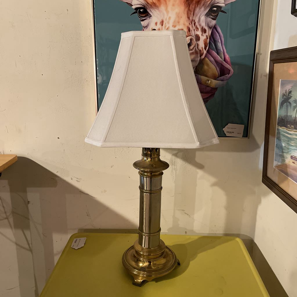 Round Brass Column Table Lamp