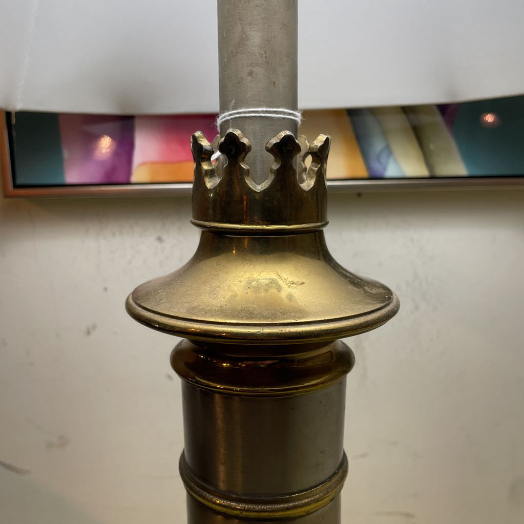 Round Brass Column Table Lamp